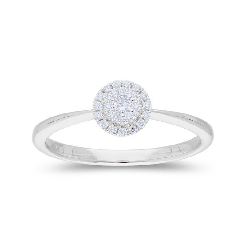 Modern  Moonlight Round Cluster Ring: 0.17 Carat Diamonds in 14K White Gold For Sale