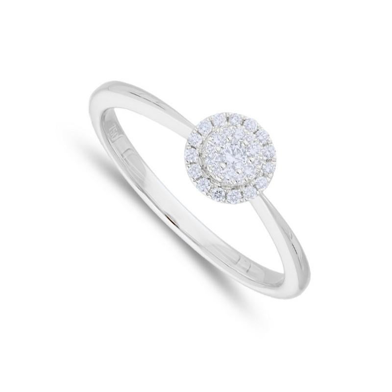 Round Cut  Moonlight Round Cluster Ring: 0.17 Carat Diamonds in 14K White Gold For Sale