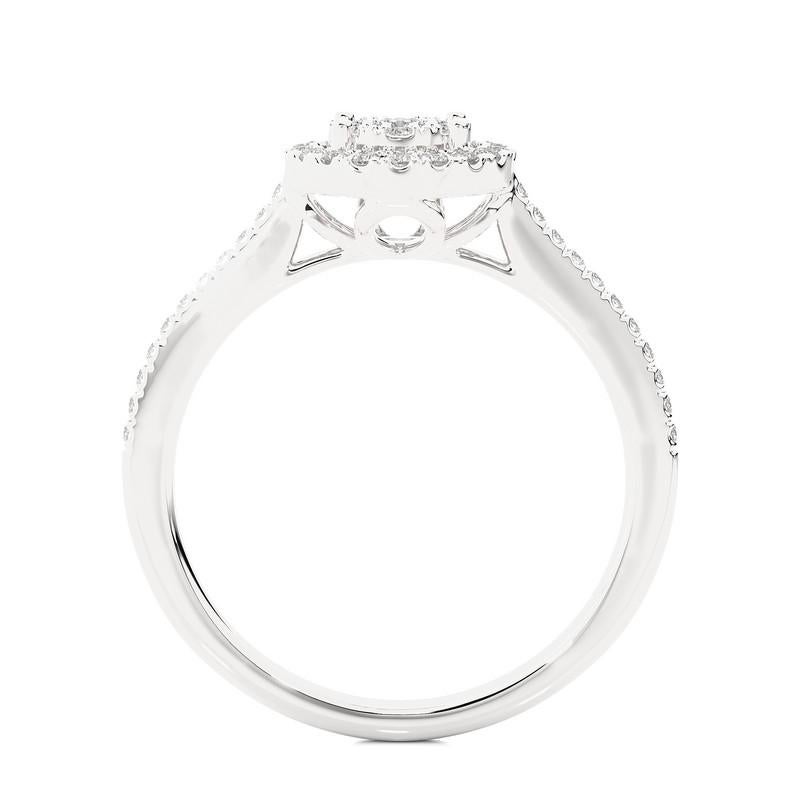 Round Cut Moonlight Round Cluster Ring: 0.35 Carat Diamond in 14k White Gold For Sale