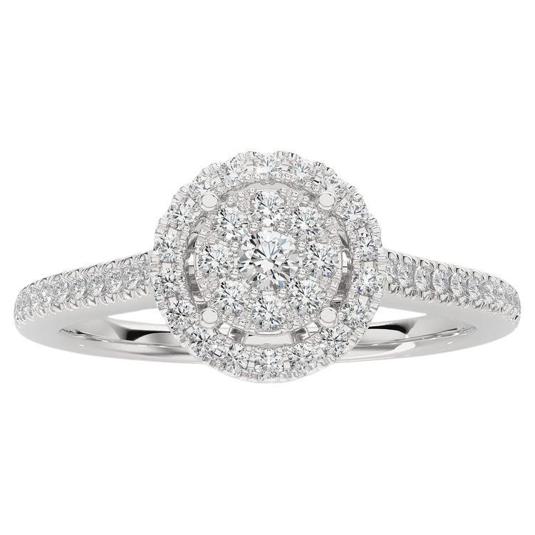 Moonlight Round Cluster Ring: 0.35 Carat Diamond in 14k White Gold For Sale