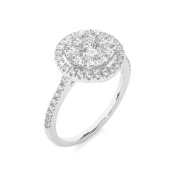 Moonlight Round Cluster Ring: 1 Carat Diamond in 14k White Gold