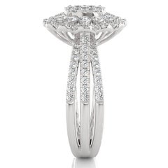 Moonlight Round Cluster Ring: 1.4 Carat Diamond in 14K White Gold