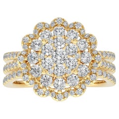 Runder Moonlight-Cluster-Ring: 1,4 Karat Diamant in 14K Gelbgold