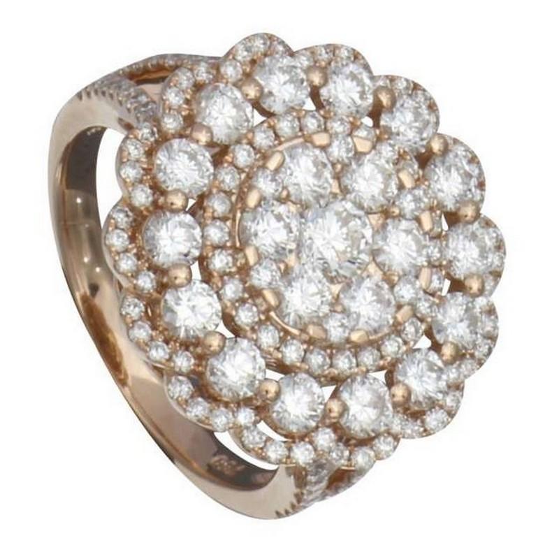 Modern Moonlight Round Cluster Ring: 2.42 Carat Diamonds in 18K Rose Gold For Sale