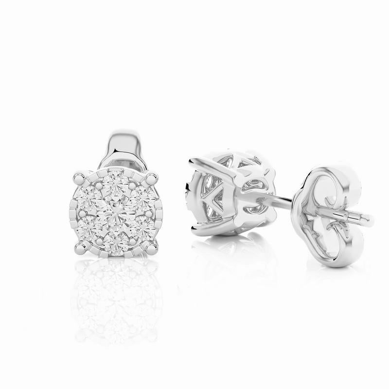 Carat Weight: These exquisite stud earrings boast a total carat weight of 0.27 carats, promising a delicate yet captivating sparkle.

Diamonds: Each earring features a meticulous arrangement of 13 brilliant diamonds, selected for their exceptional