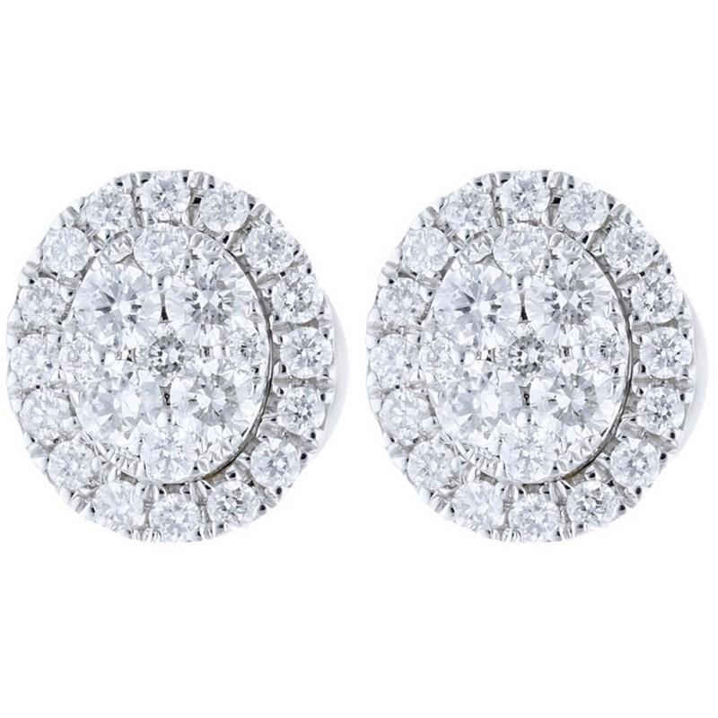 Diamond Total Carat Weight: These exquisite stud earrings boast a total carat weight of 0.36 carats, featuring a cluster of 50 round diamonds.

Diamonds: The earrings showcase a stunning arrangement of 50 round diamonds, each carefully selected for