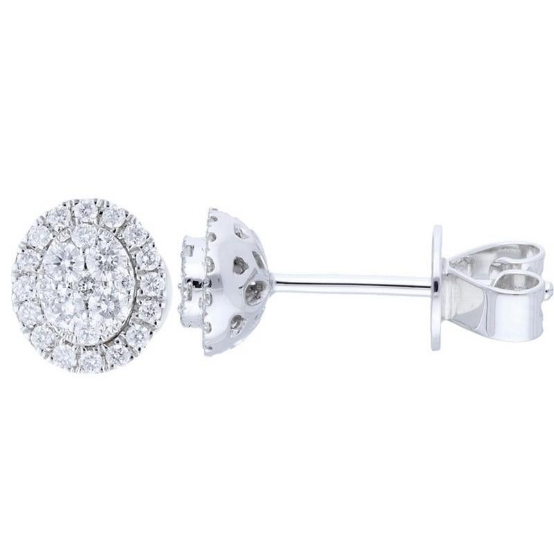 Modern Moonlight Oval Cluster Stud Earrings: 0.36 Carat Diamonds in 14K White Gold For Sale