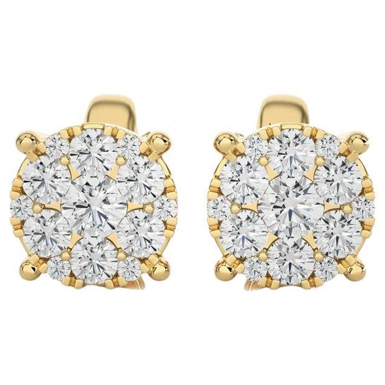 Moonlight Round Cluster Stud Earrings: Carat Diamonds in 14k
