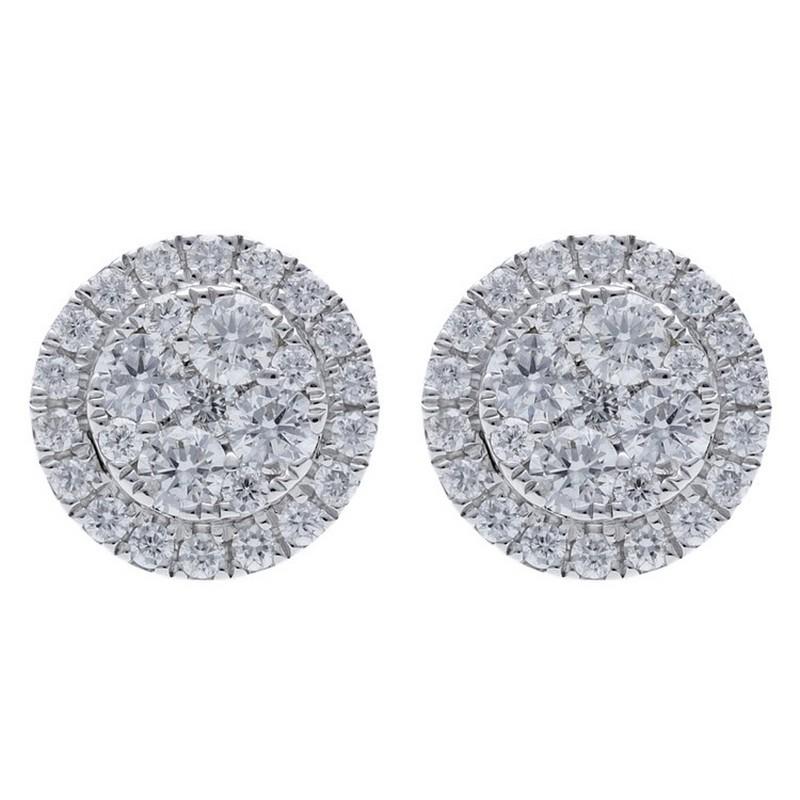 Gesamtkaratgewicht der Diamanten: Diese exquisiten Ohrstecker haben ein Gesamtkaratgewicht von 0,59 Karat und sind mit 54 runden Diamanten besetzt, die sorgfältig angeordnet sind, um ein Maximum an Brillanz zu erzielen.

Diamanten: Die Ohrringe sind