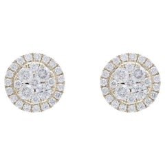 Clous d'oreilles grappes rondes Moonlight : diamants de 0,79 carat en or jaune 14 carats