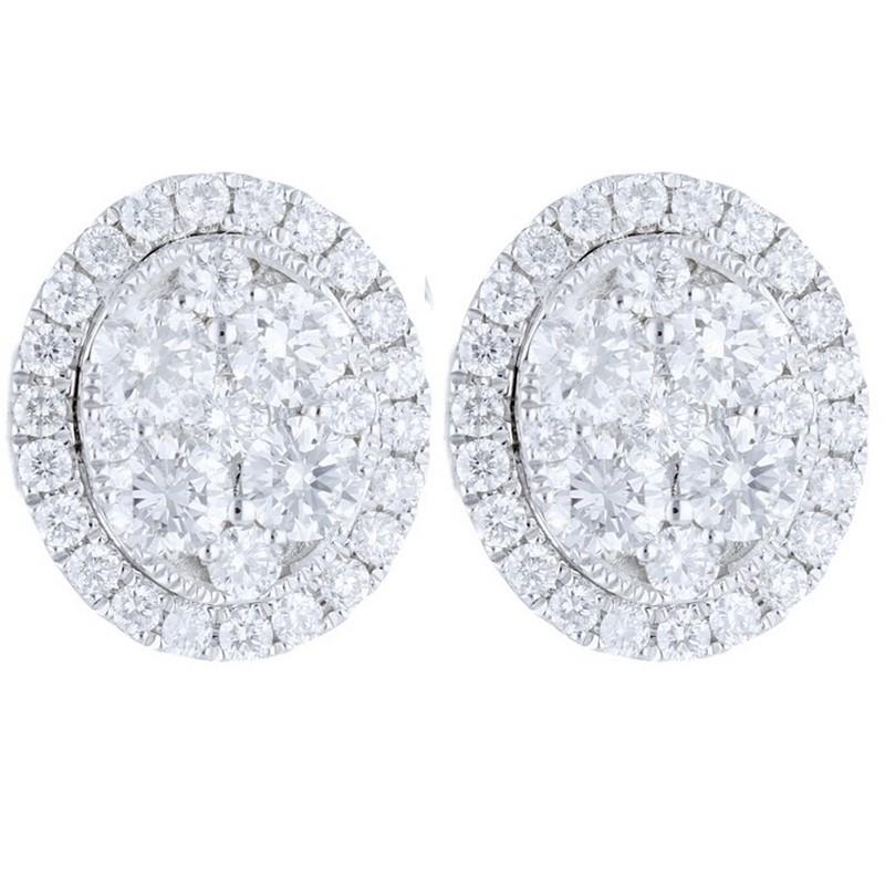 Moderno Orecchini a grappolo Moonlight: Diamanti da 1,25 carati in oro bianco 14k in vendita