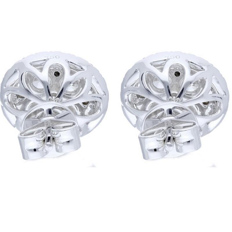 Taglio rotondo Orecchini a grappolo Moonlight: Diamanti da 1,25 carati in oro bianco 14k in vendita
