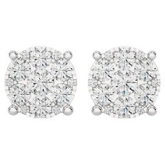 Clous d'oreilles grappe ronde Moonlight : diamants 1,3 carat en or blanc 14 carats