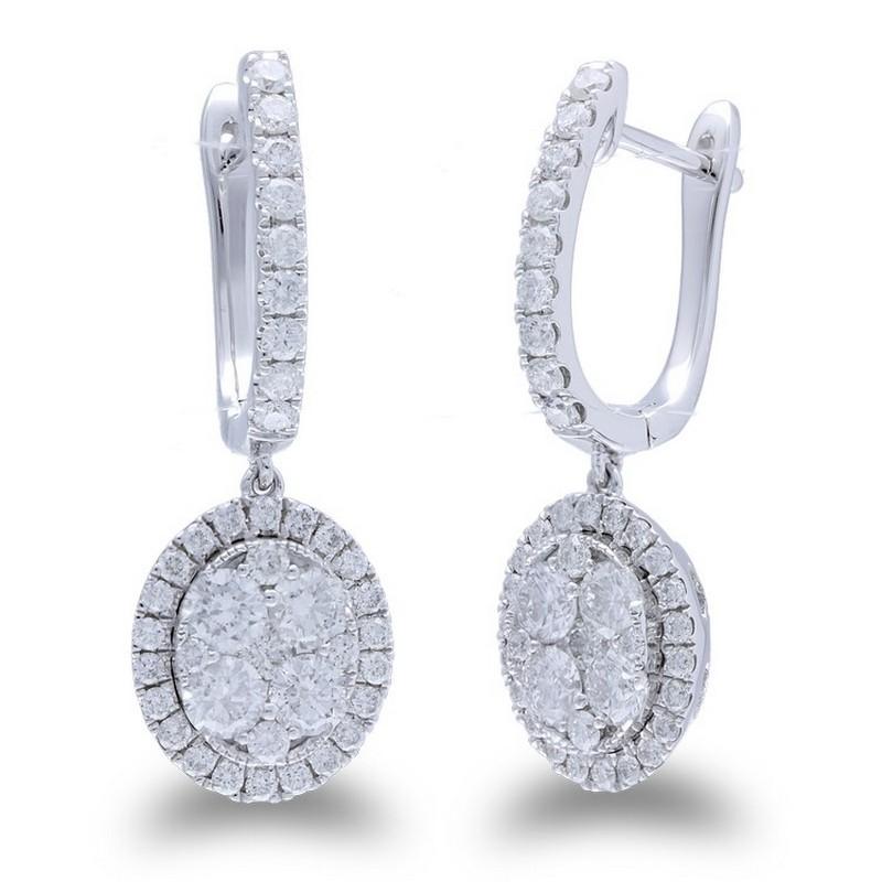Moderno Orecchini a grappolo Moonlight: Diamanti da 1,5 carati in oro bianco 14k in vendita
