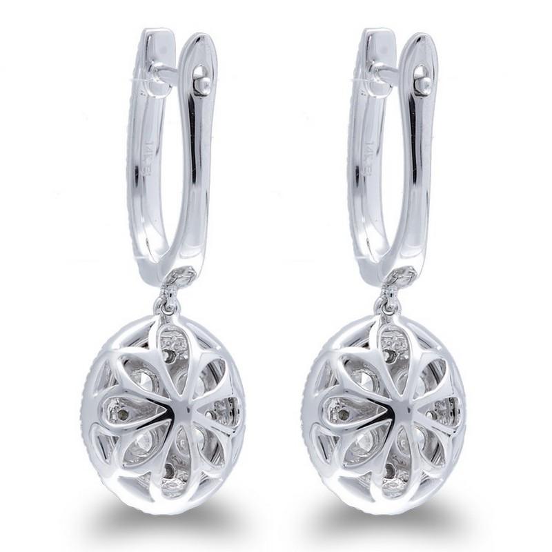Taglio rotondo Orecchini a grappolo Moonlight: Diamanti da 1,5 carati in oro bianco 14k in vendita