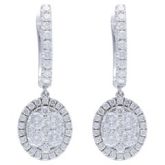 Moonlight Round Cluster Stud Earrings: 1.5 Carat Diamonds in 14k White Gold