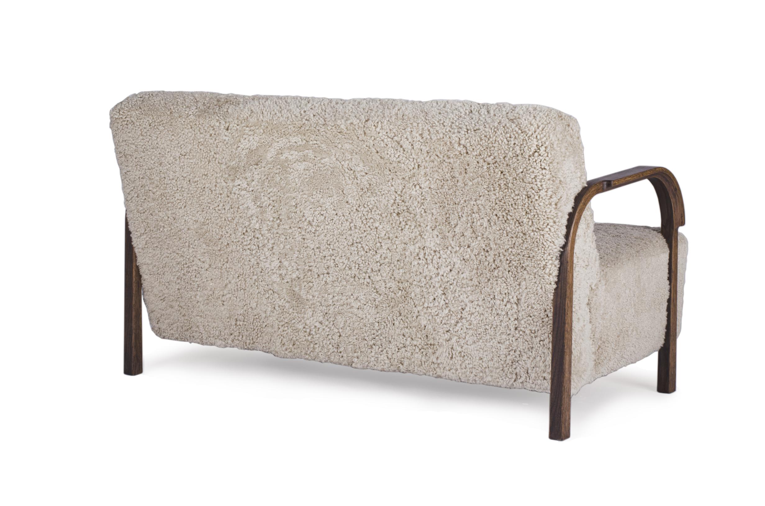 Danish Moonlight Sheepskin ARCH 2 Seater Sofa by Mazo Design For Sale