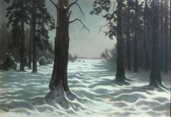 Moonlight through the Trees, Oil on Canvas Painting