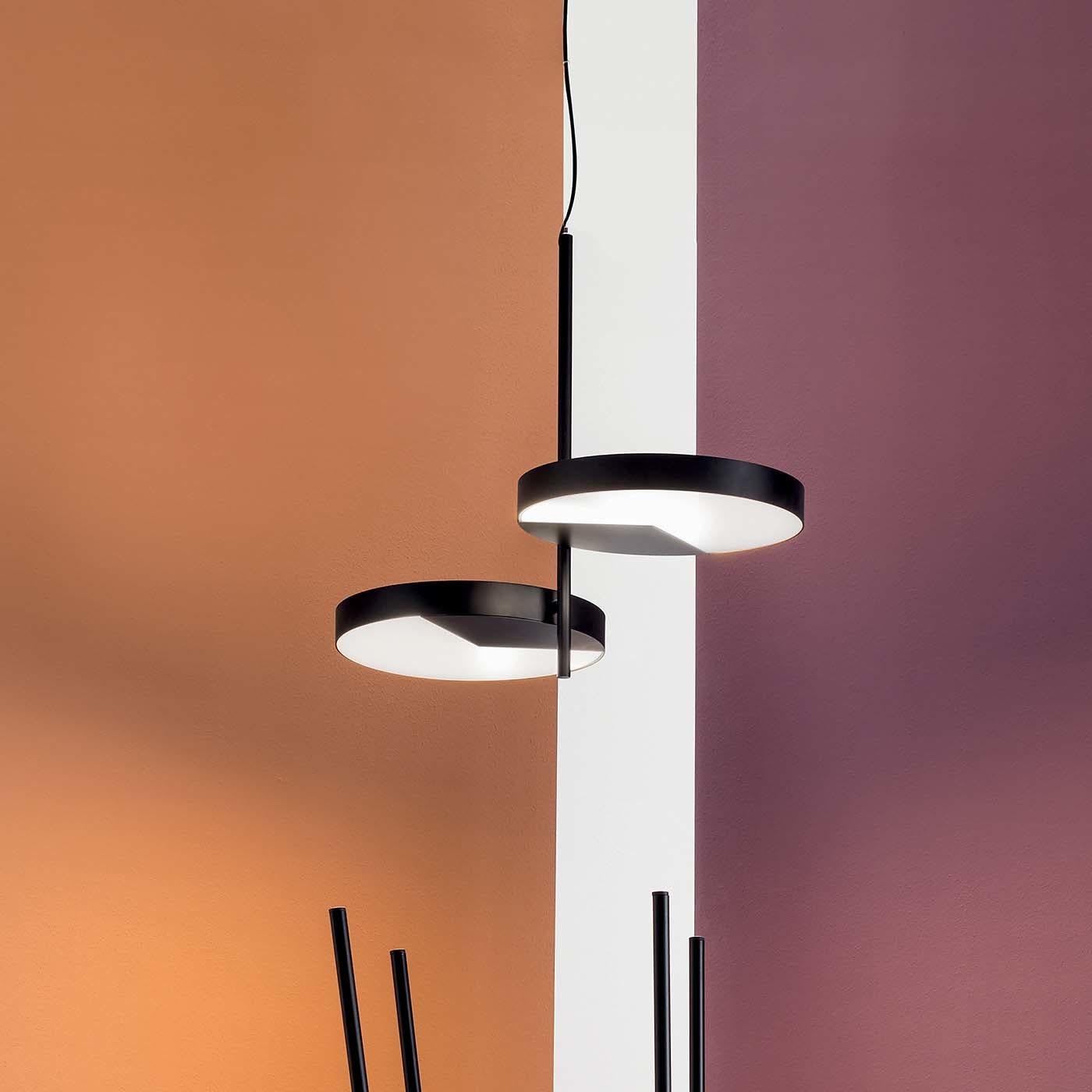Italiano Lampada da soffitto nera a due luci Moonlight di Matteo Zorzenoni in vendita