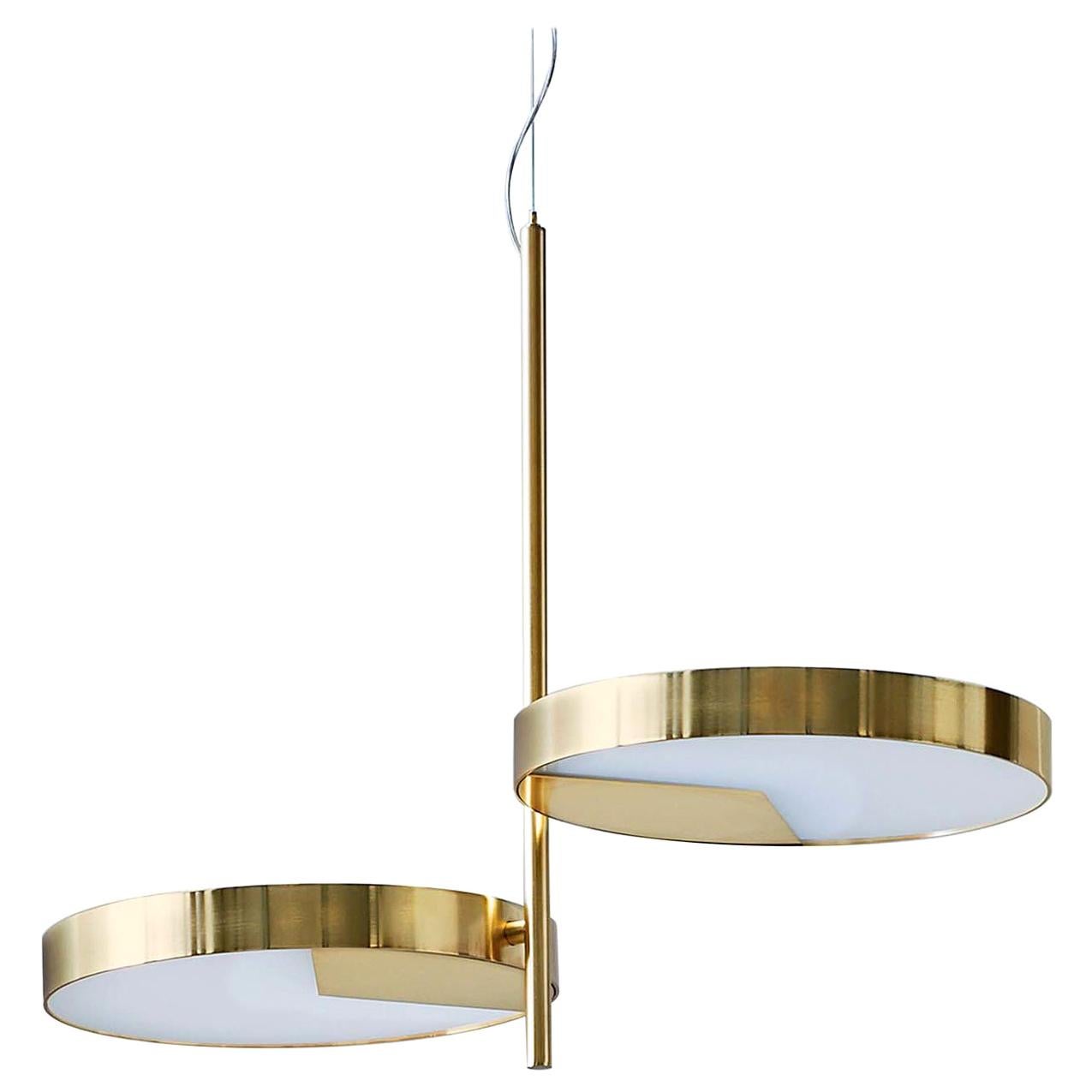 Moonlight Two-Light Brass Ceiling Lamp by Matteo Zorzenoni For Sale
