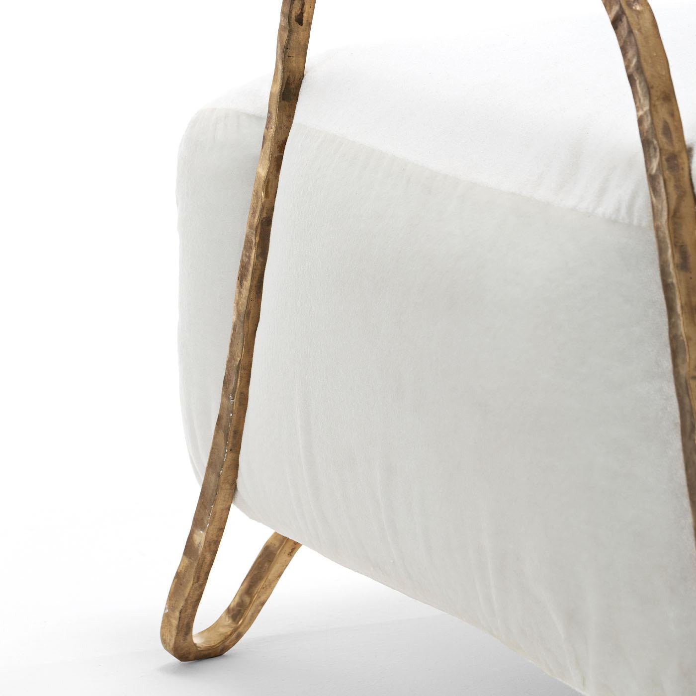 Italian Moonlight White and Gold High Outdoor Armchair by Exteta For Sale