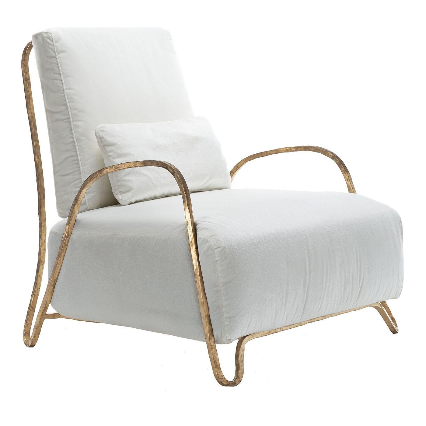 Contemporary Moonlight White and Gold High Outdoor Armchair by Exteta For Sale