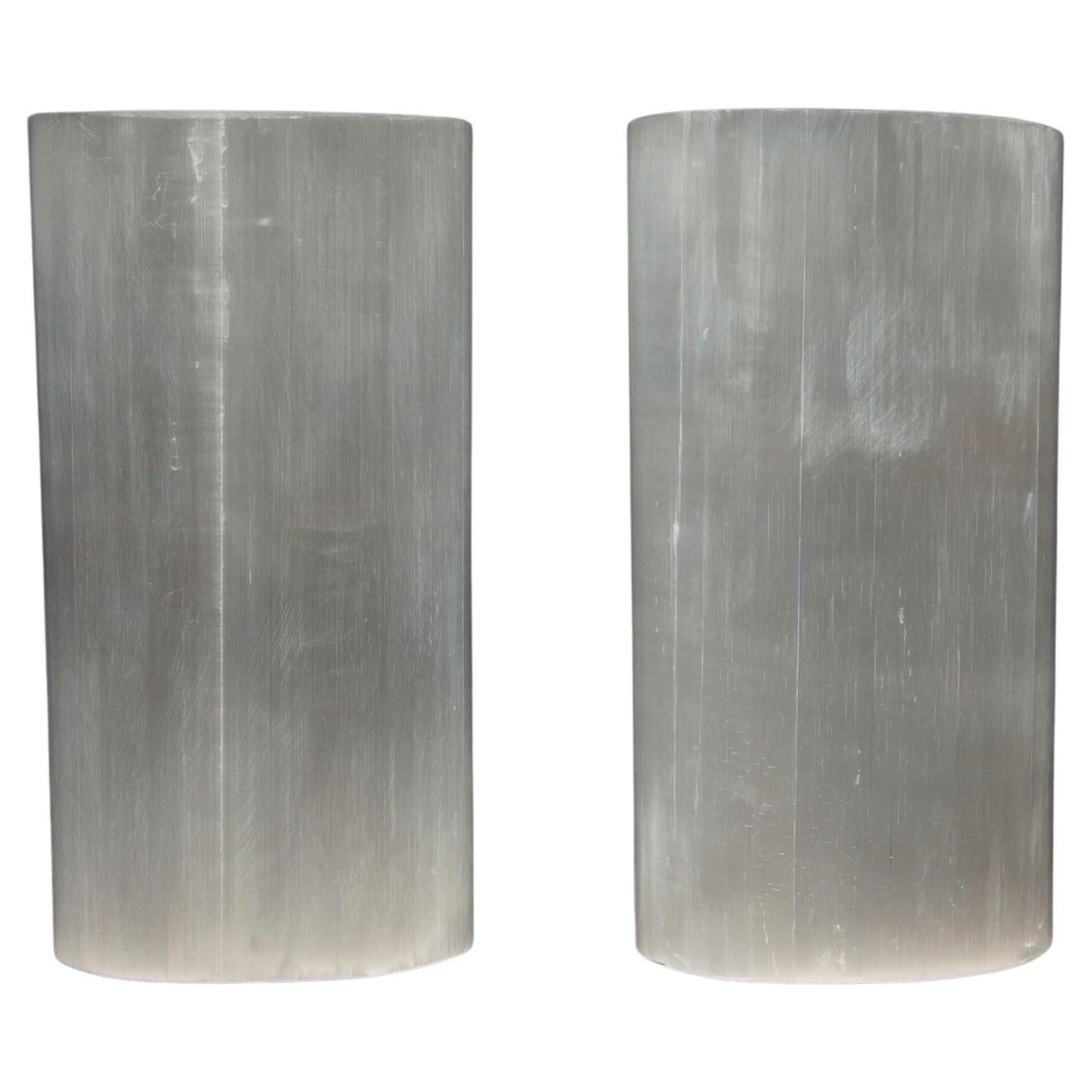 Moonlit Glow: Ein Paar Selenit-Kerzen Votives aus Mondlicht, 6H