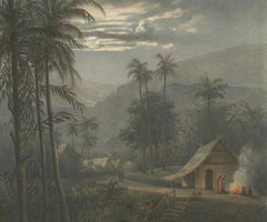 Moonlit Landscape near Sumedang, West Java – Rare Java Lithograph, 1872