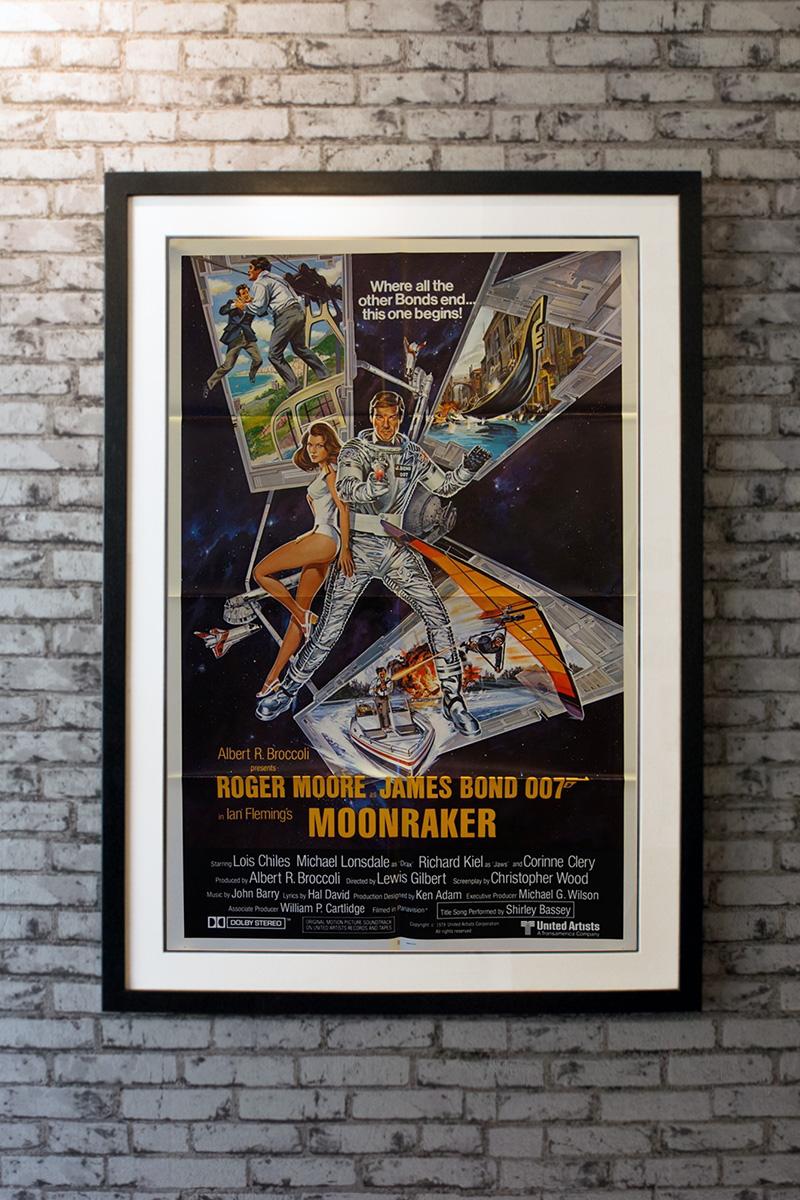 James Bond blasts off into outer space for this action epic that pits the forces of England against a maniac who plans the extinction of man!

Linen-backing:
£150

Framing options:
Glass and single mount £250
Glass and double mount £275
Anti