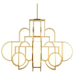 Moonrise Chandelier, Brushed Brass Finish by Lara Bohinc