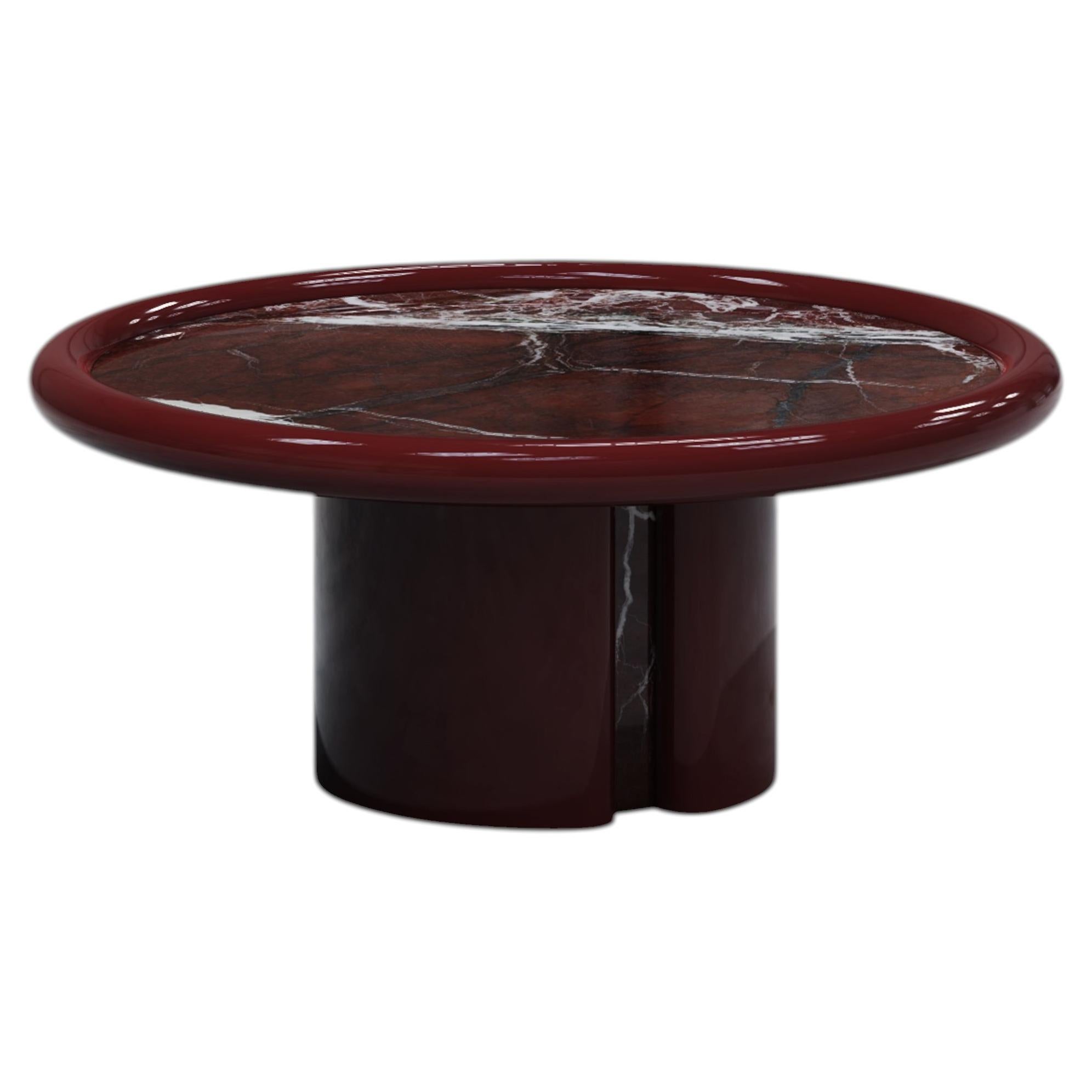 Mesa de centro Moonrise, mármol Rosso Levanto, hecha a mano en Italia