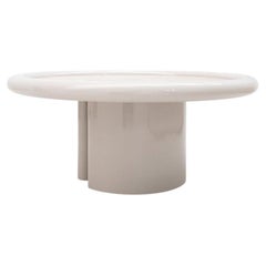 Mesa de centro Moonrise, mármol blanco de Carrara, hecha a mano en Italia