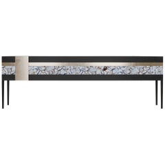 Moonrise Credenza of Gemstone Wild-Light, Brass and Oak, Made in Italy