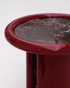 Moonrise Beistelltisch, Rosso Levanto Marmor, handgefertigt in Italien