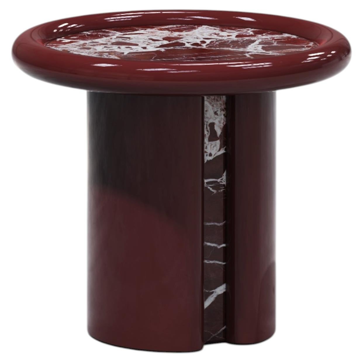 Moonrise Side Table, Rosso Levanto Marble, Hand-Crafted in Italy For Sale