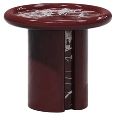 Moonrise Beistelltisch, Rosso Levanto Marmor, handgefertigt in Italien