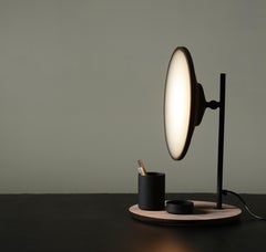 Moons, Contemporary Table Lamp Made of Metal, Acrylic and American Walnut