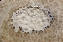 "Moonscape" Silver Agate Table on Custom Hand Chased Steel Base by Amy Zook