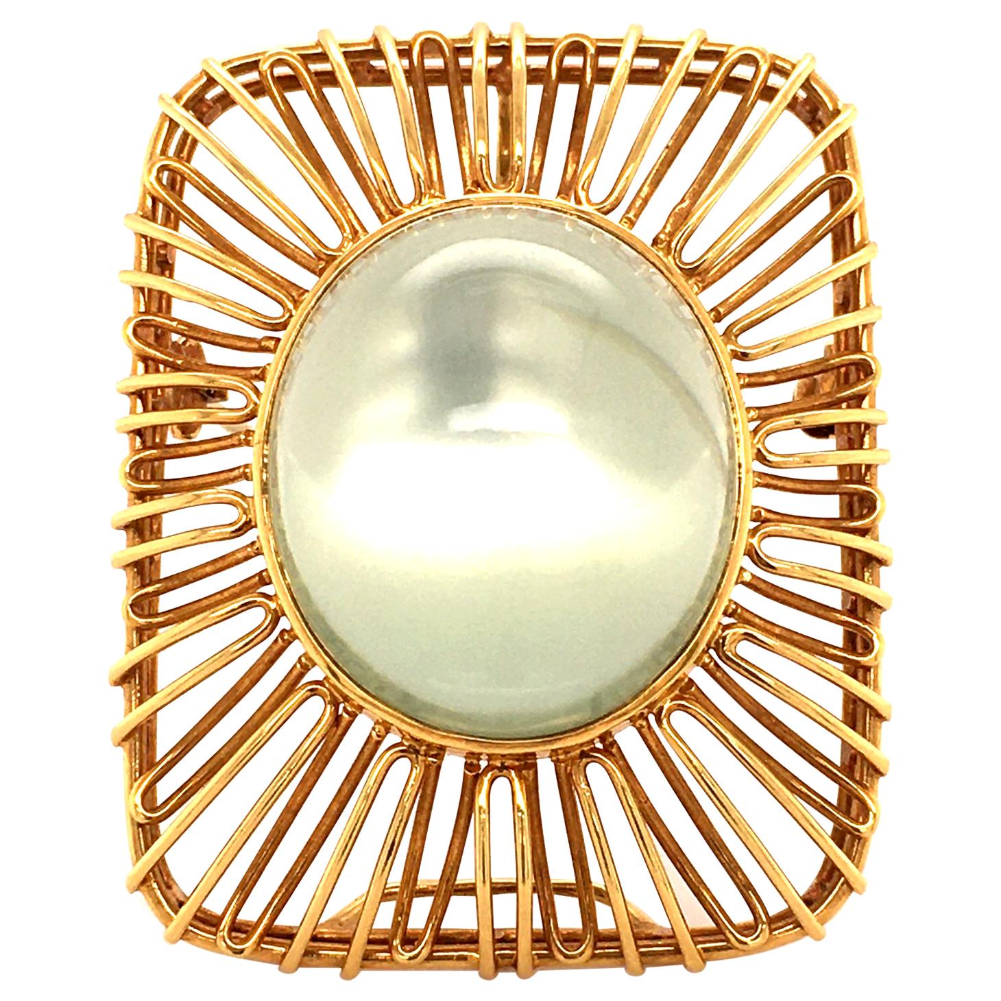 Moonstone 18 Karat Yellow Gold Brooch/Pendant