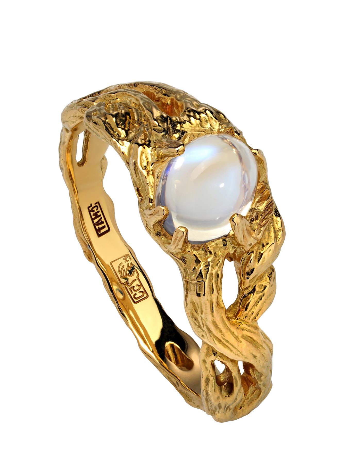 Moonstone Adularia Yellow Gold Ring Natural For Sale 3