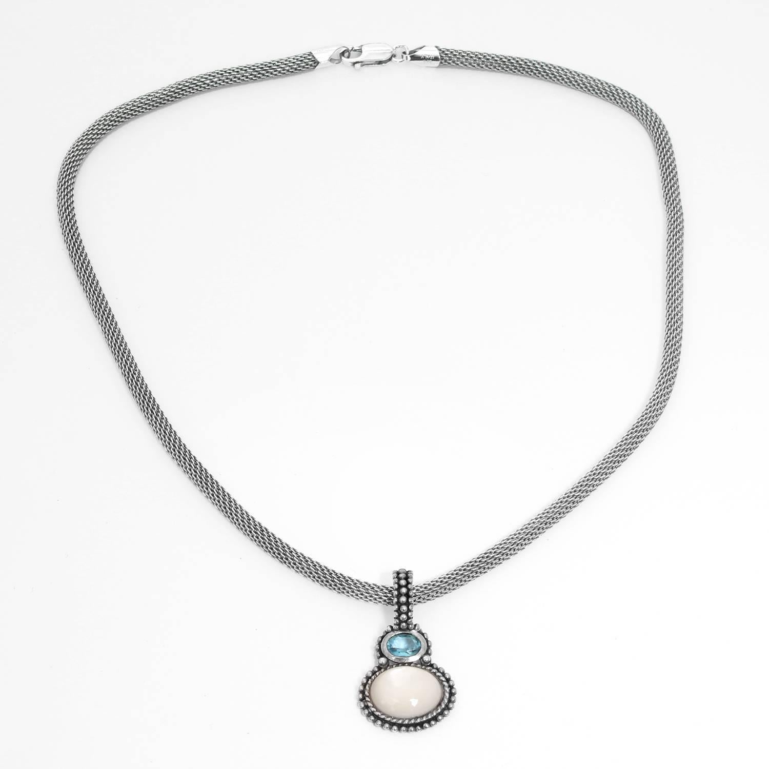 Moonstone and Aquamarine Sterling Silver Necklace 1