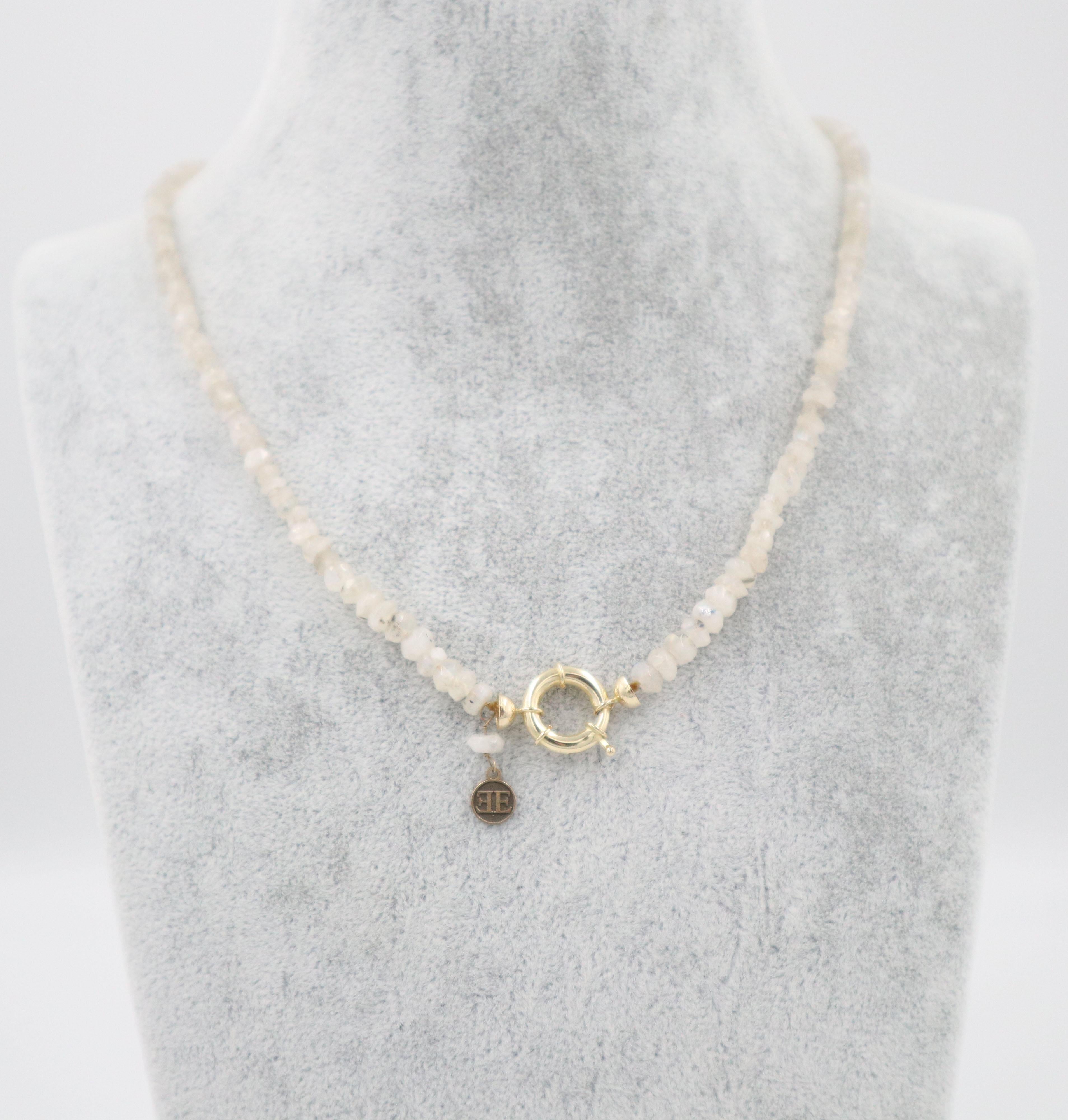 Moonstone and Baroque Pearl 14k Gold Necklace In New Condition For Sale In ISTANBUL, TR