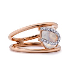 Mark Henry Moonstone and Diamond Ring, 18 Karat Rose Gold