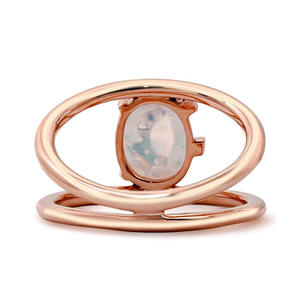 Contemporary Mark Henry Moonstone and Diamond Ring, 18 Karat Rose Gold