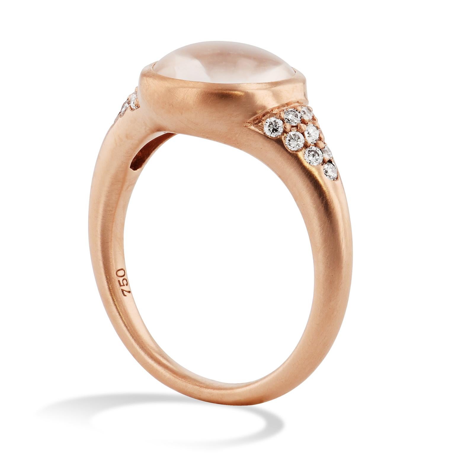 Women's Moonstone and Diamond Rose Gold Ring