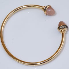 Moonstone and Light Brown Diamond Bracelet 18 Kt Rosegold 5.80ct Modern Stylish
