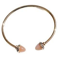 Bracelet en or rose 18 carats avec pierre de lune et diamant brun clair de 5,80 carats, style moderne et élégant