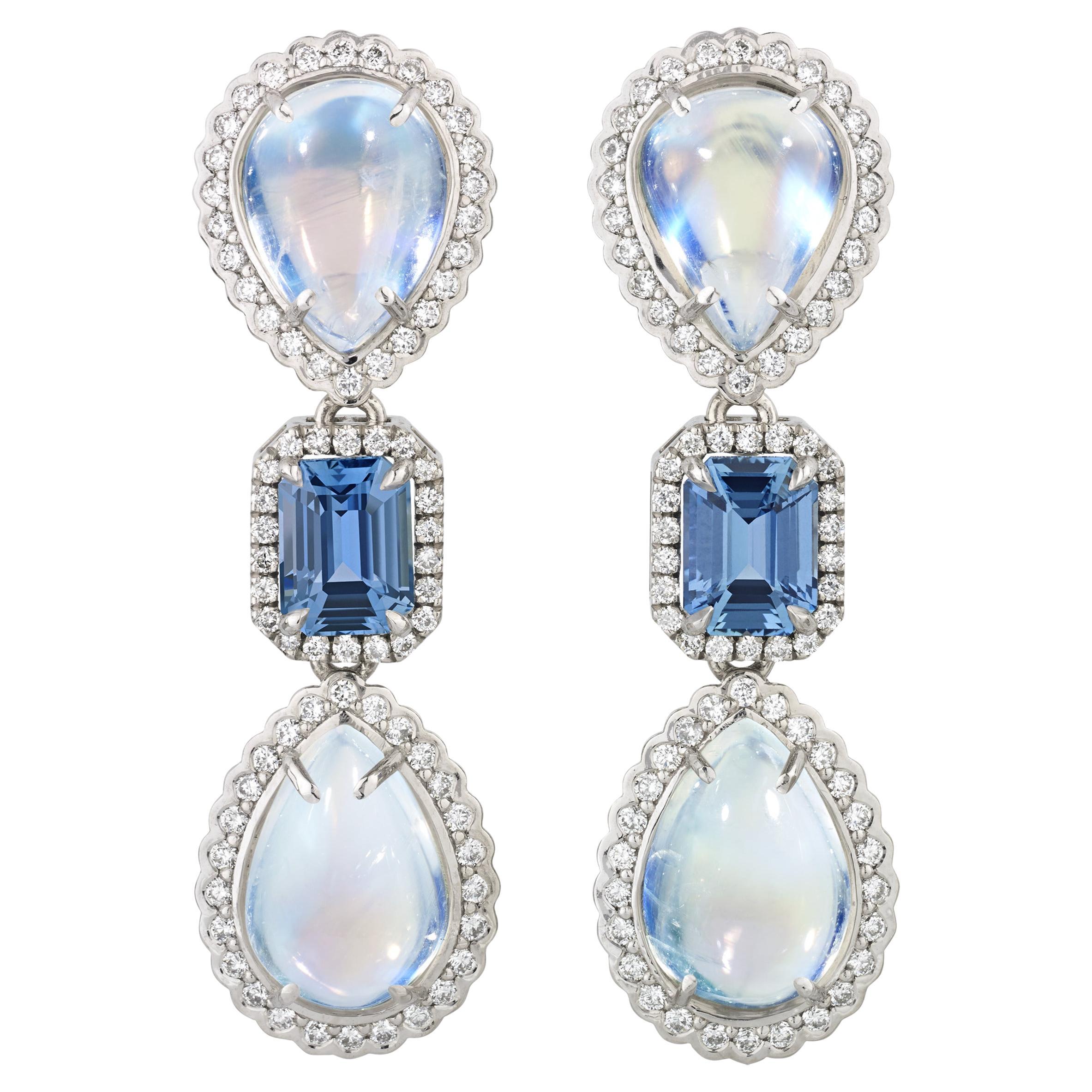 AAA Pearl Diamond Earrings, Moonstone Earrings