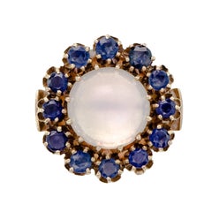 Moonstone and Sapphire Vintage Estate Cocktail Ring