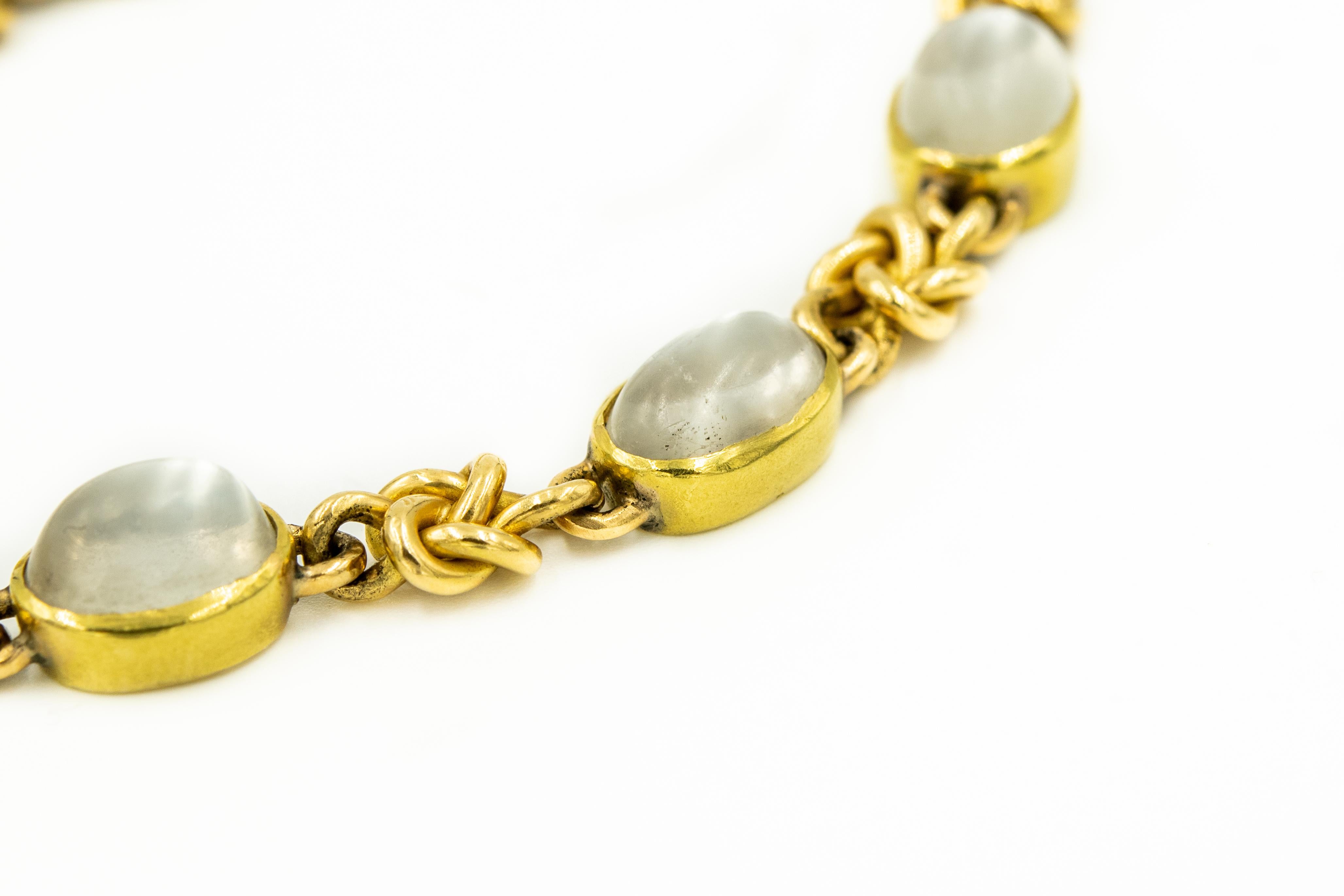 Moonstone and Turquoise Yellow Gold Knot Bracelet In Good Condition In Miami Beach, FL